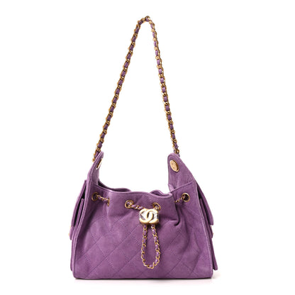 Chanel Suede Quilted Mini Chanel 25 Handbag Purple 1 of 10