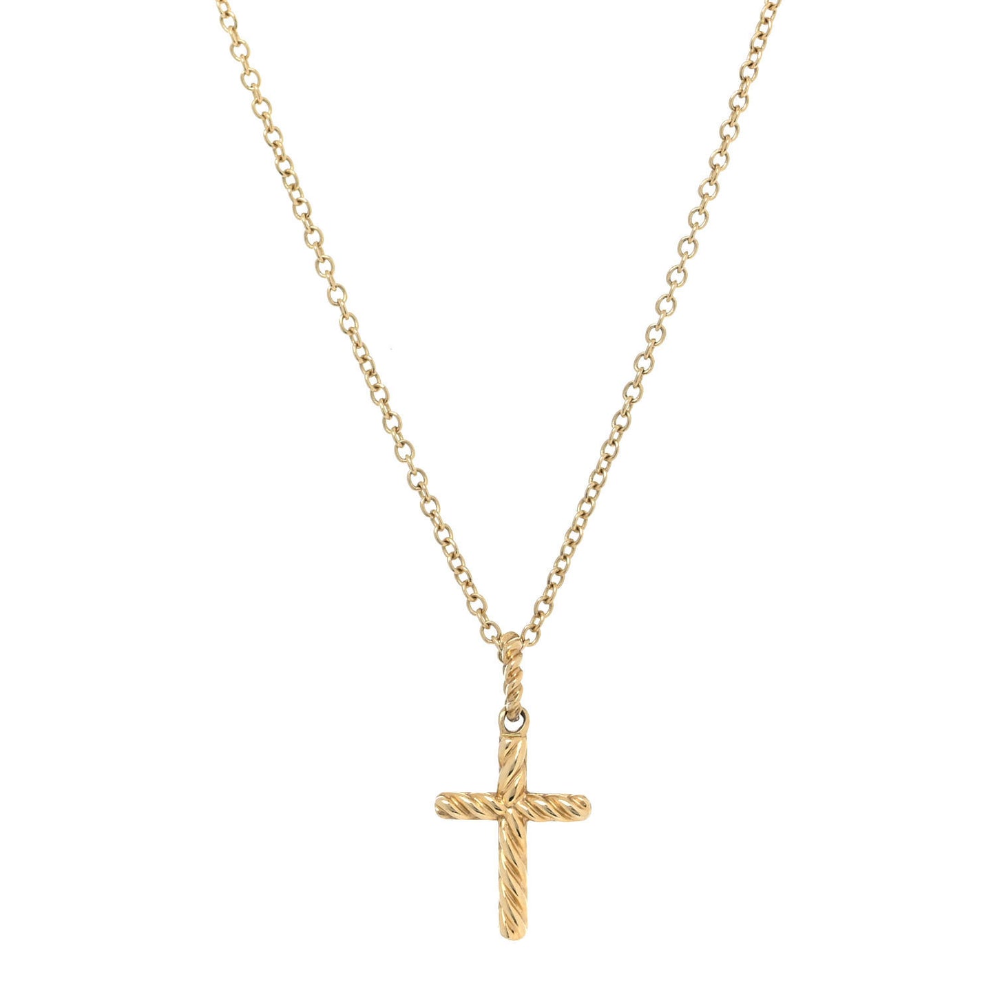18K Yellow Gold Diamond Cable Collectibles Cross Necklace