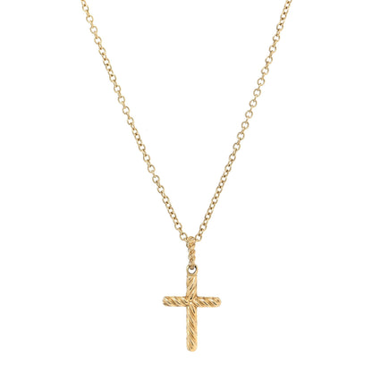 David Yurman 18K Yellow Gold Diamond Cable Collectibles Cross Necklace 3 of 6