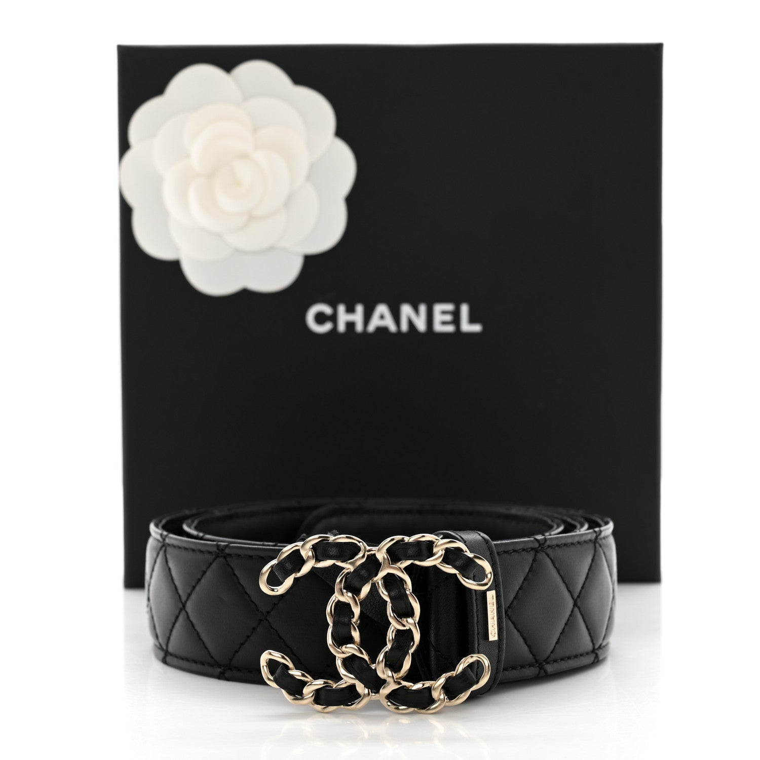 Chanel Calfskin Quilted CC Chain Belt 75/30 Black 9 of 9