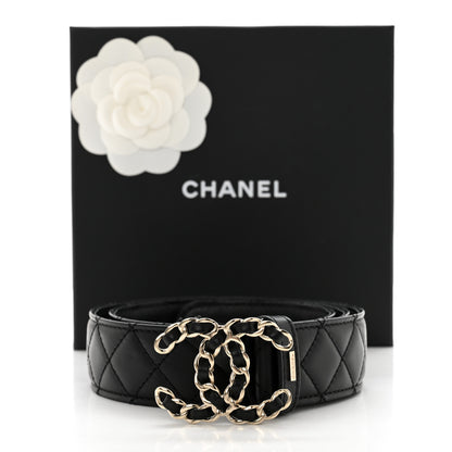 Chanel Calfskin Quilted CC Chain Belt 75/30 Black 9 of 9