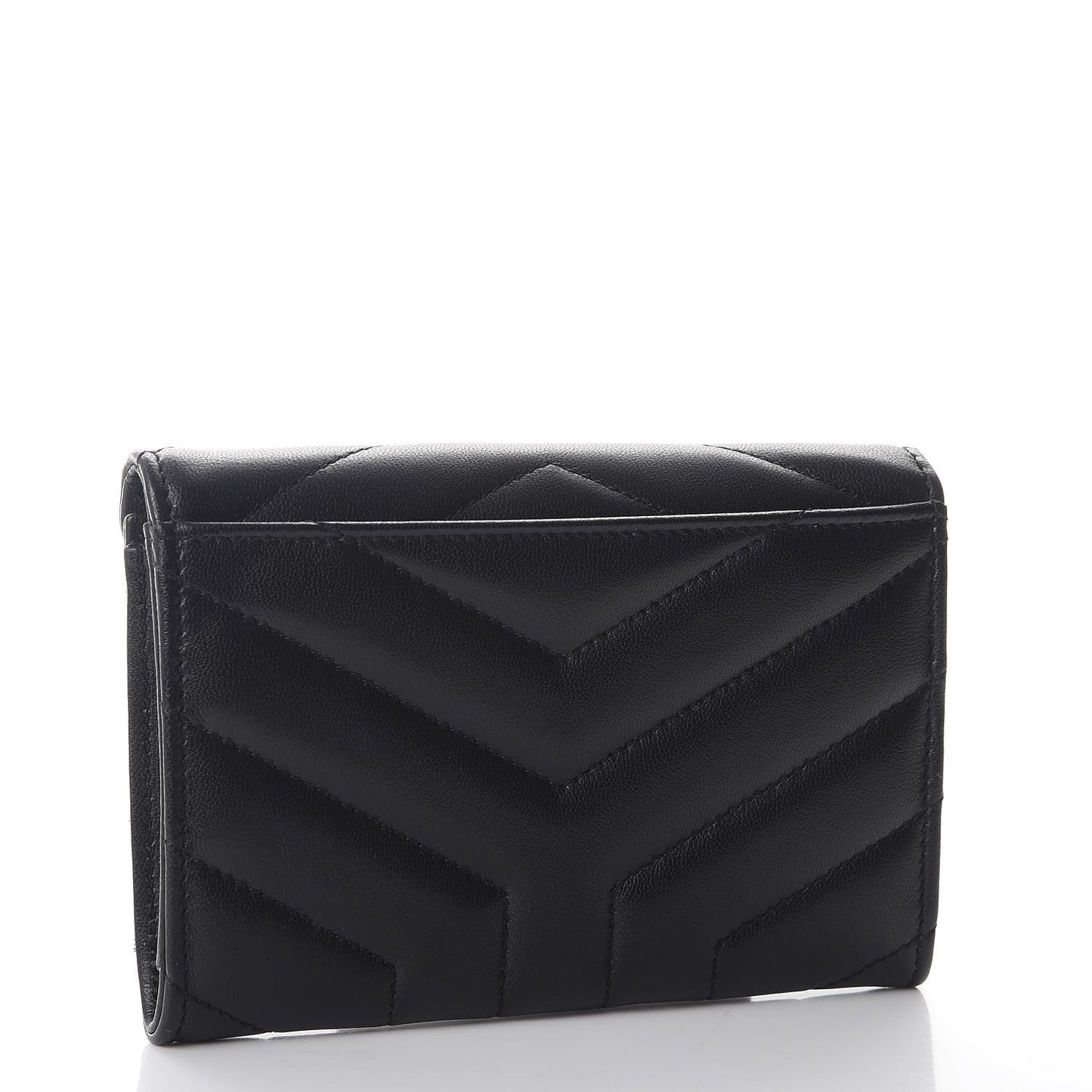 Lambskin Y Quilted Monogram Small Loulou Envelope Wallet Black