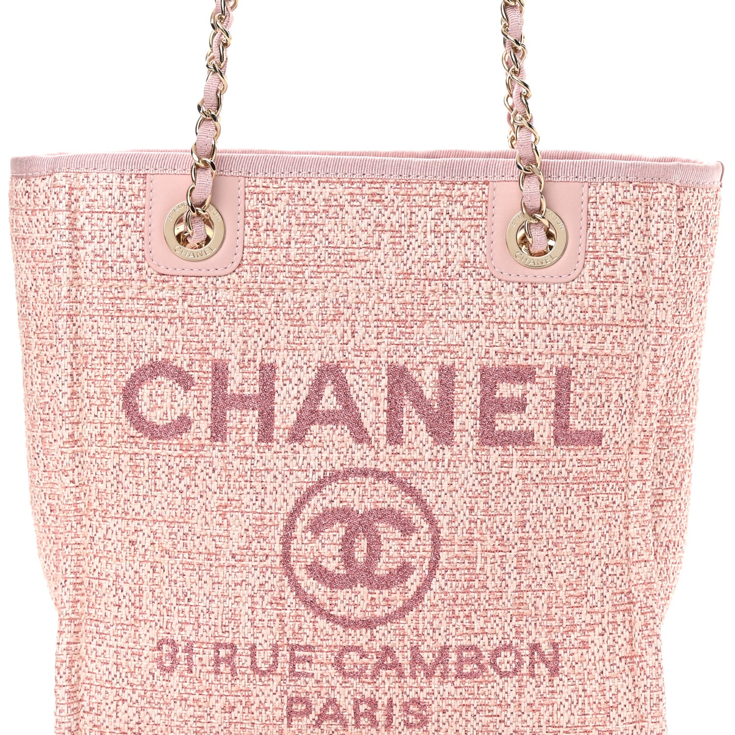 Lurex Boucle Mini Deauville Tote Pink