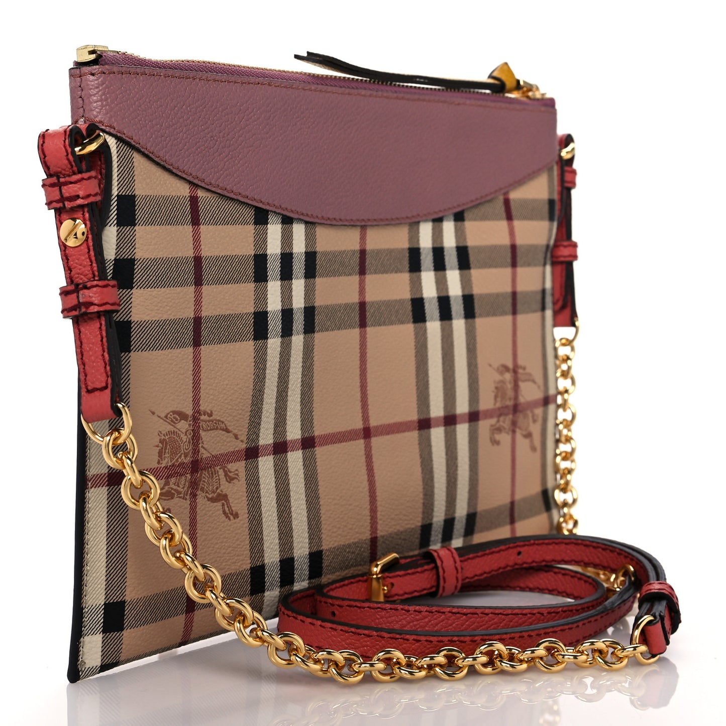 Haymarket Check Peyton Crossbody Clutch Bag Dusty Pink