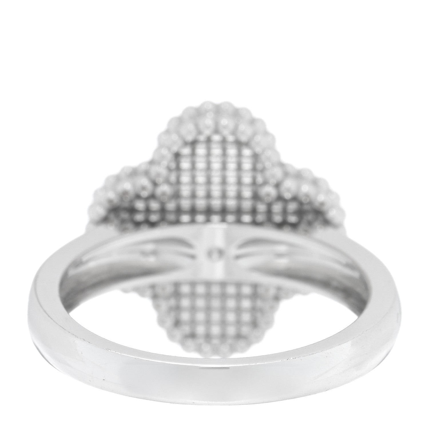 Van Cleef & Arpels 18K White Gold Diamond Mother of Pearl Vintage Alhambra Ring 53 6.25 3 of 5