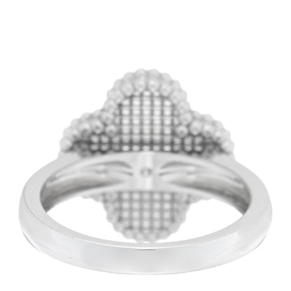 Van Cleef & Arpels 18K White Gold Diamond Mother of Pearl Vintage Alhambra Ring 53 6.25 3 of 5