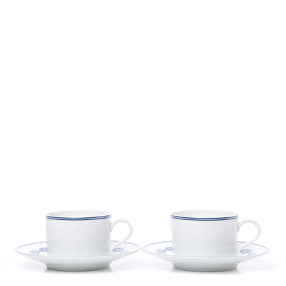 Hermes Porcelain Chaine d'Ancre Tea Cup And Saucer Set Of 2 1 of 7