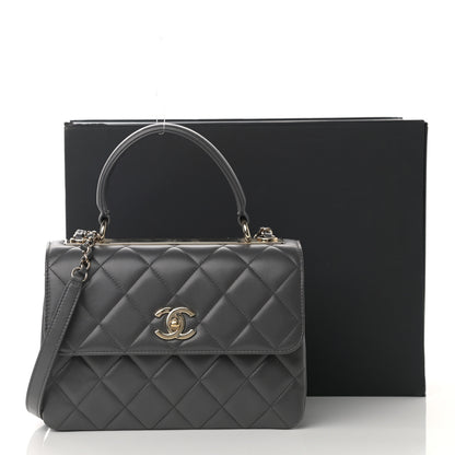 Chanel Lambskin Quilted Small Trendy CC Dual Handle Flap Bag Dark Grey 14 of 14