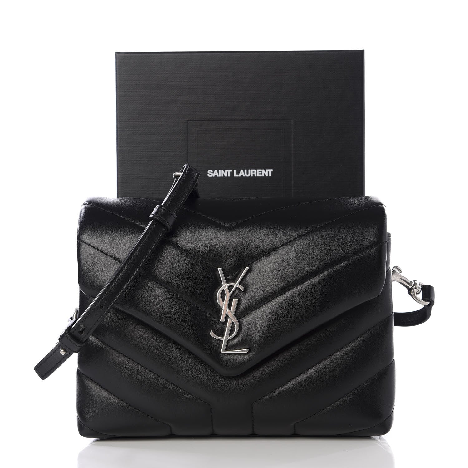 Saint Laurent Calfskin Y Quilted Monogram Toy Loulou Crossbody Bag Black 11 of 11