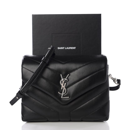 Saint Laurent Calfskin Y Quilted Monogram Toy Loulou Crossbody Bag Black 11 of 11
