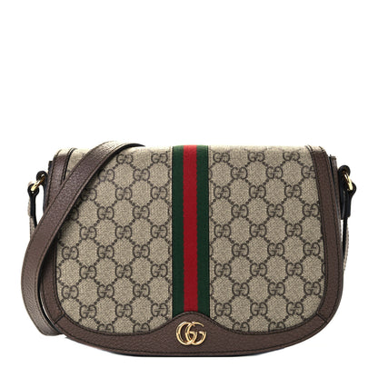 Gucci GG Supreme Monogram Web Small Ophidia Flap Messenger Bag Brown 1 of 12