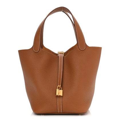 Hermes Taurillon Clemence Picotin Lock 22 MM Gold 1 of 11