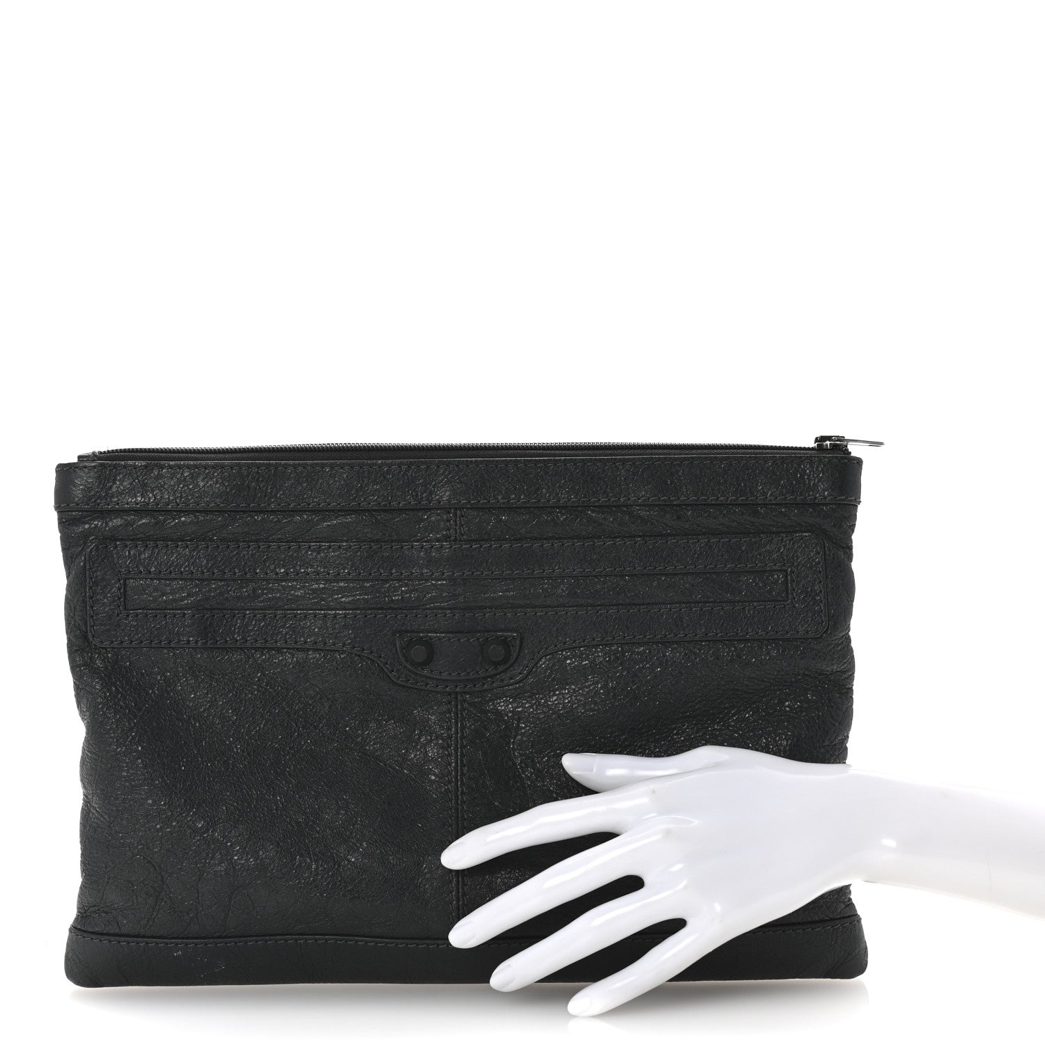 Balenciaga Agneau Arena Classic Hardware Clutch Anthracite 2 of 7