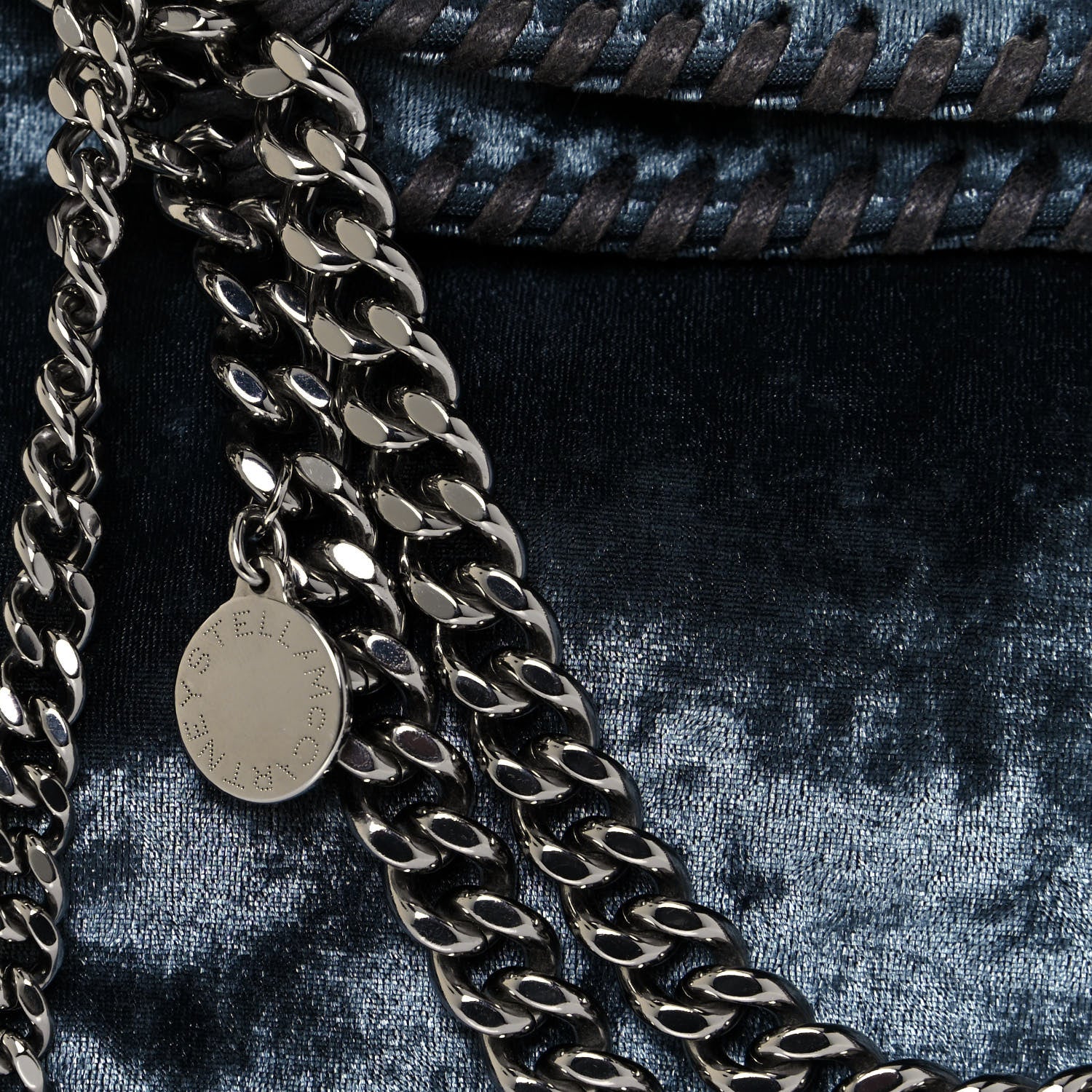 Stella McCartney Crushed Velvet Mini Falabella Fold Over Tote Blue 9 of 16
