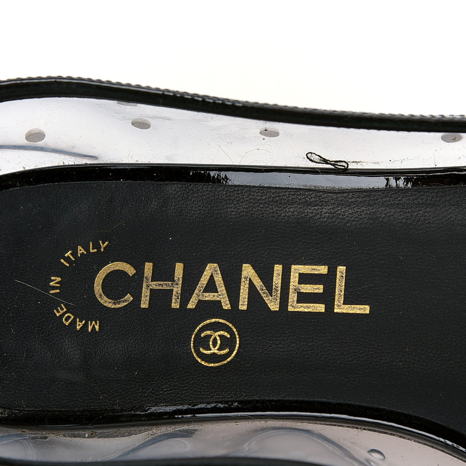 Chanel PVC Patent Calfskin Pearl Cap Toe Ballerina Flats 37.5 Transparent Black 6 of 6