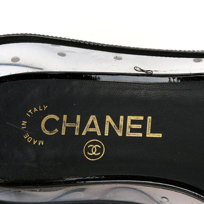 Chanel PVC Patent Calfskin Pearl Cap Toe Ballerina Flats 37.5 Transparent Black 6 of 6