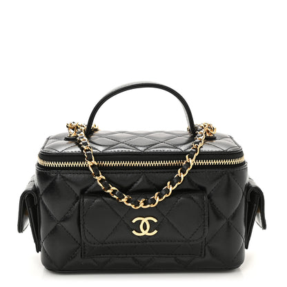 Chanel Lambskin Quilted Polly Pocket East West Top Vanity With Chain Black 1 of 12