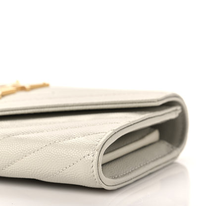 Saint Laurent Grain De Poudre Matelasse Chevron Monogram Flap Wallet Crema Soft 8 of 8