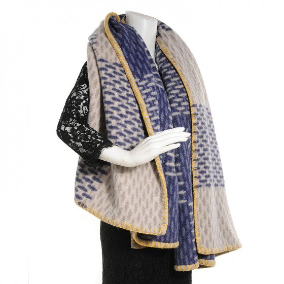 Louis Vuitton Wool Angora Damier Azur Blanket 2 of 6