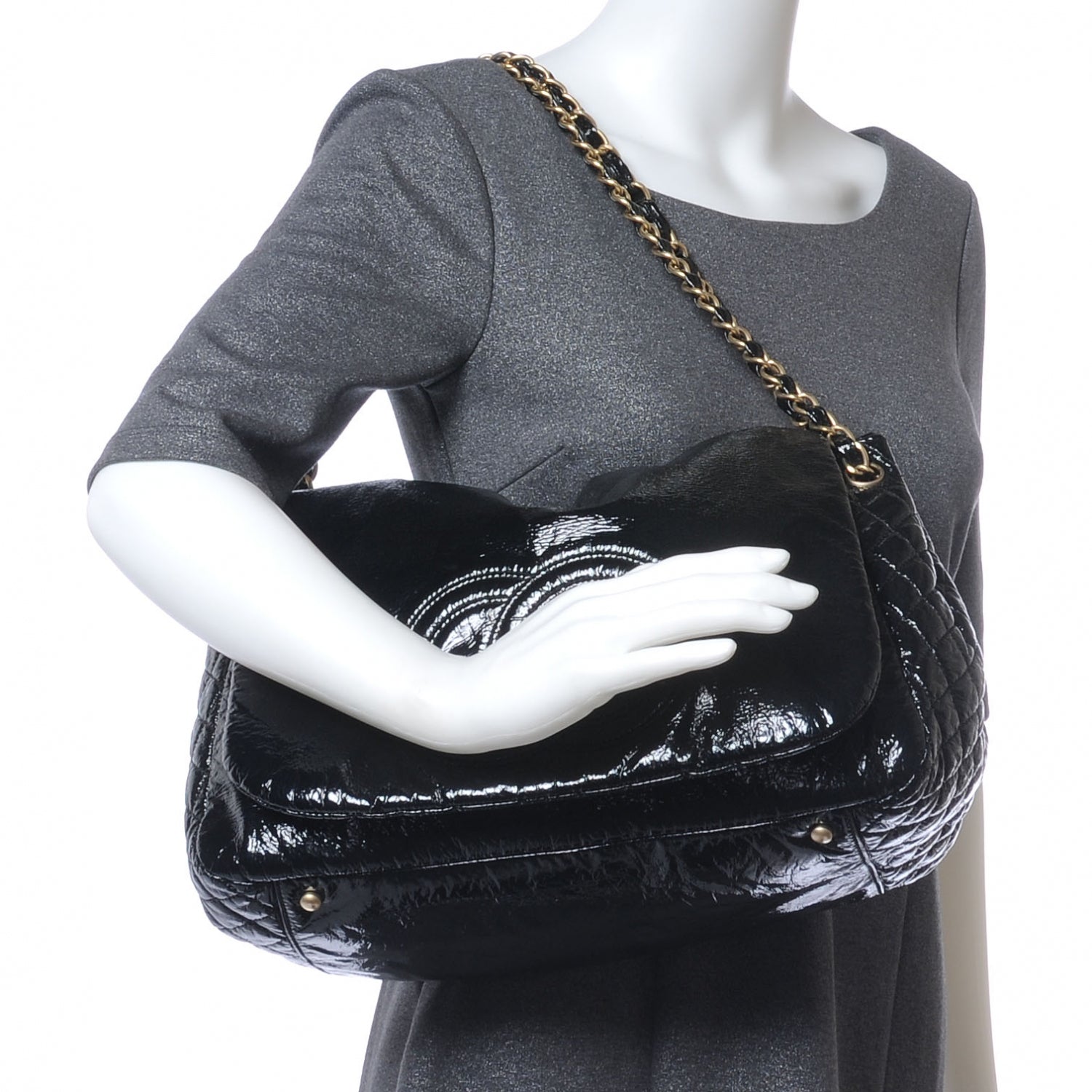 Chanel Vinyl Rock and Chain Large Flap Black 2 of 7