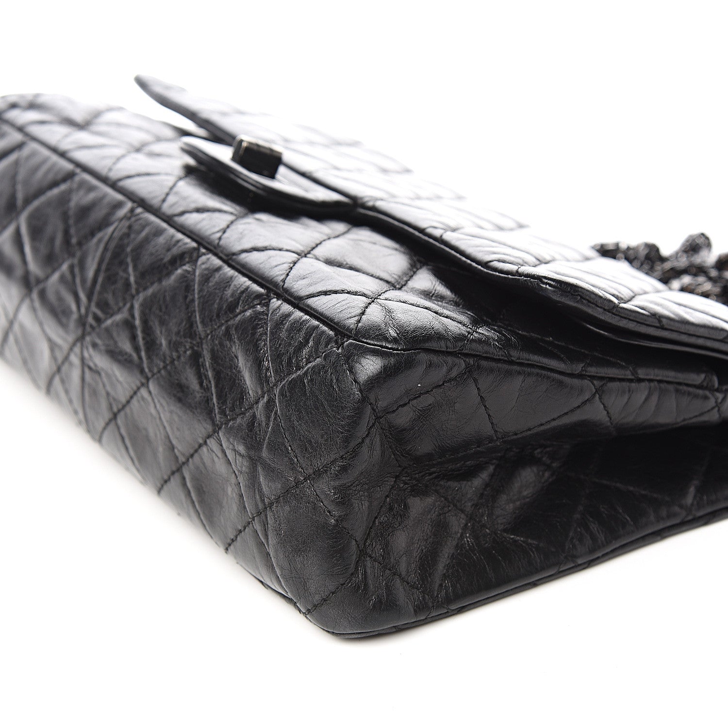 Chanel Glazed Aged Calfskin Quilted 2.55 Reissue 227 Flap Black 9 of 10