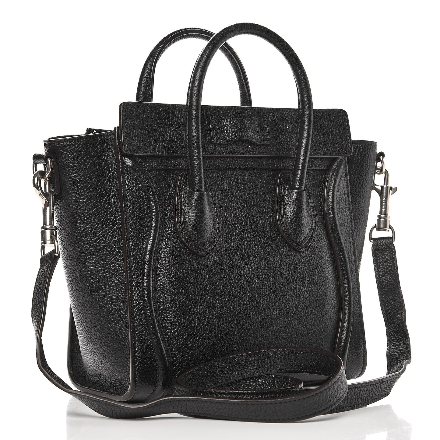 Drummed Calfskin Nano Luggage Black
