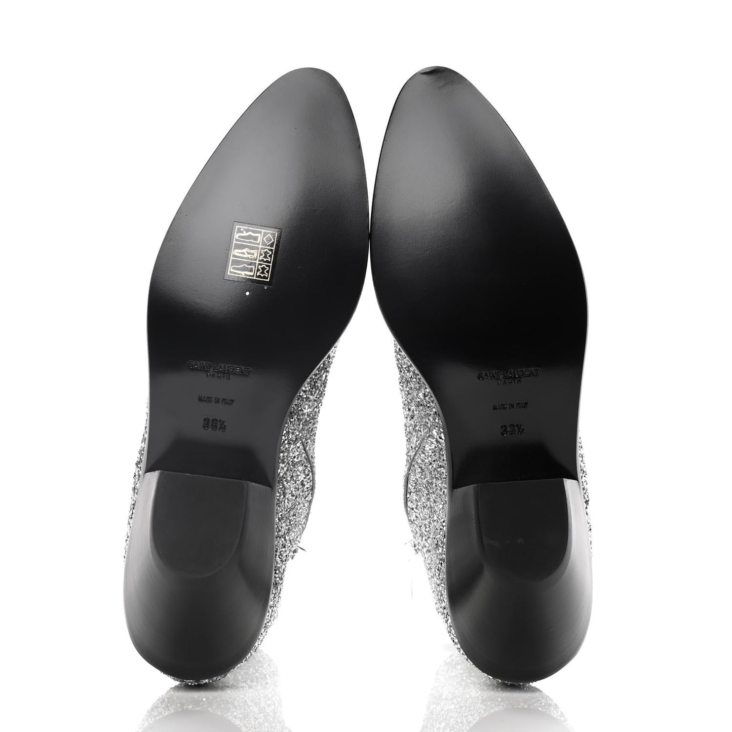 Glitter Calfskin West 45 Boots 38.5 Silver