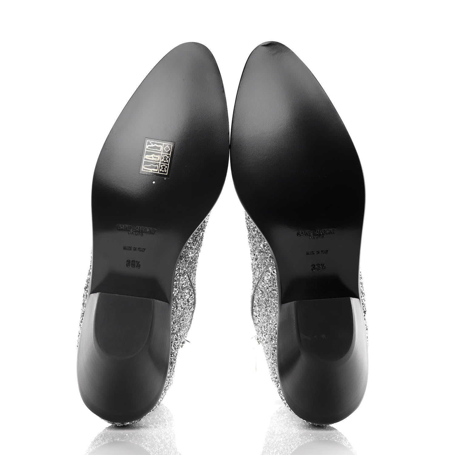 Saint Laurent Glitter Calfskin West 45 Boots 38.5 Silver 7 of 10