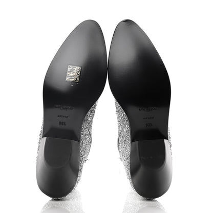 Saint Laurent Glitter Calfskin West 45 Boots 38.5 Silver 7 of 10