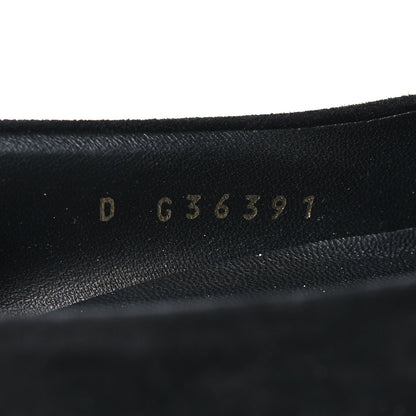Chanel Suede Pearl Grosgrain Pumps 36.5 Black 6 of 9