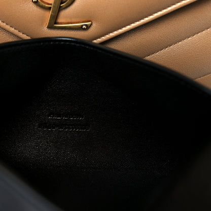 Saint Laurent Lambskin Chevron Quilted Large Loulou Natural Tan 11 of 14