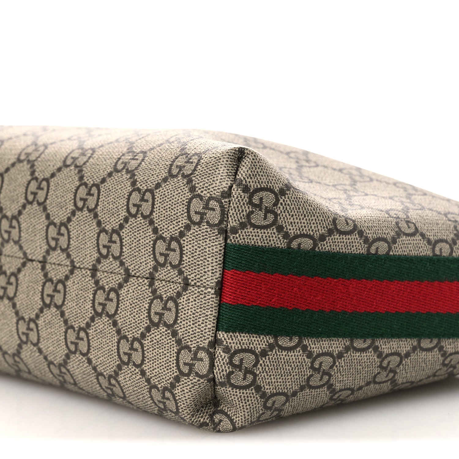 Gucci GG Supreme Monogram Textured Calfskin Web Super Mini Ophidia Shoulder Bag Beige Ebony New Acero 10 of 11