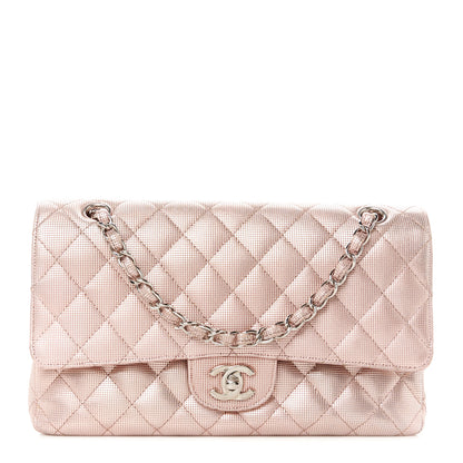 Chanel Metallic Calfskin Pixel Effect Medium Double Flap Pinky Gold 1 of 11