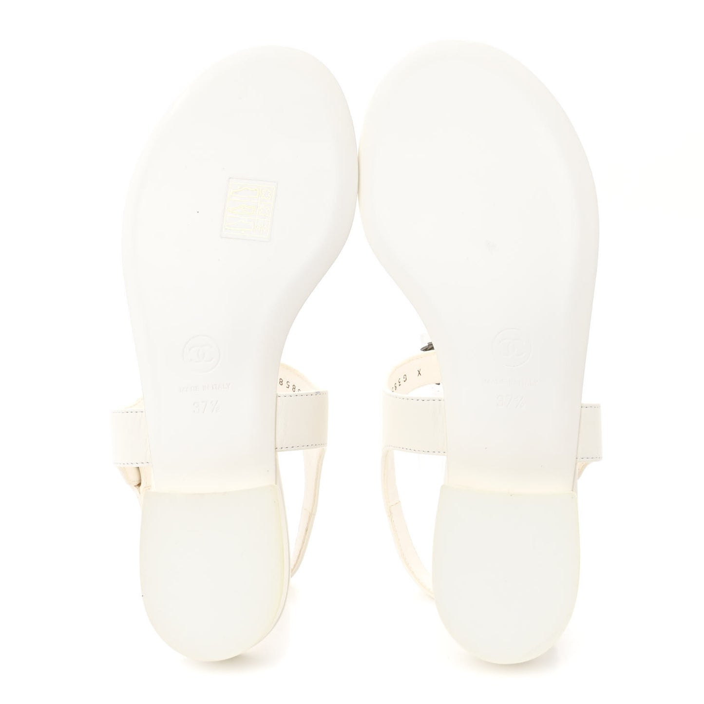 Lambskin CC Leaf Thong Sandals 37.5 White