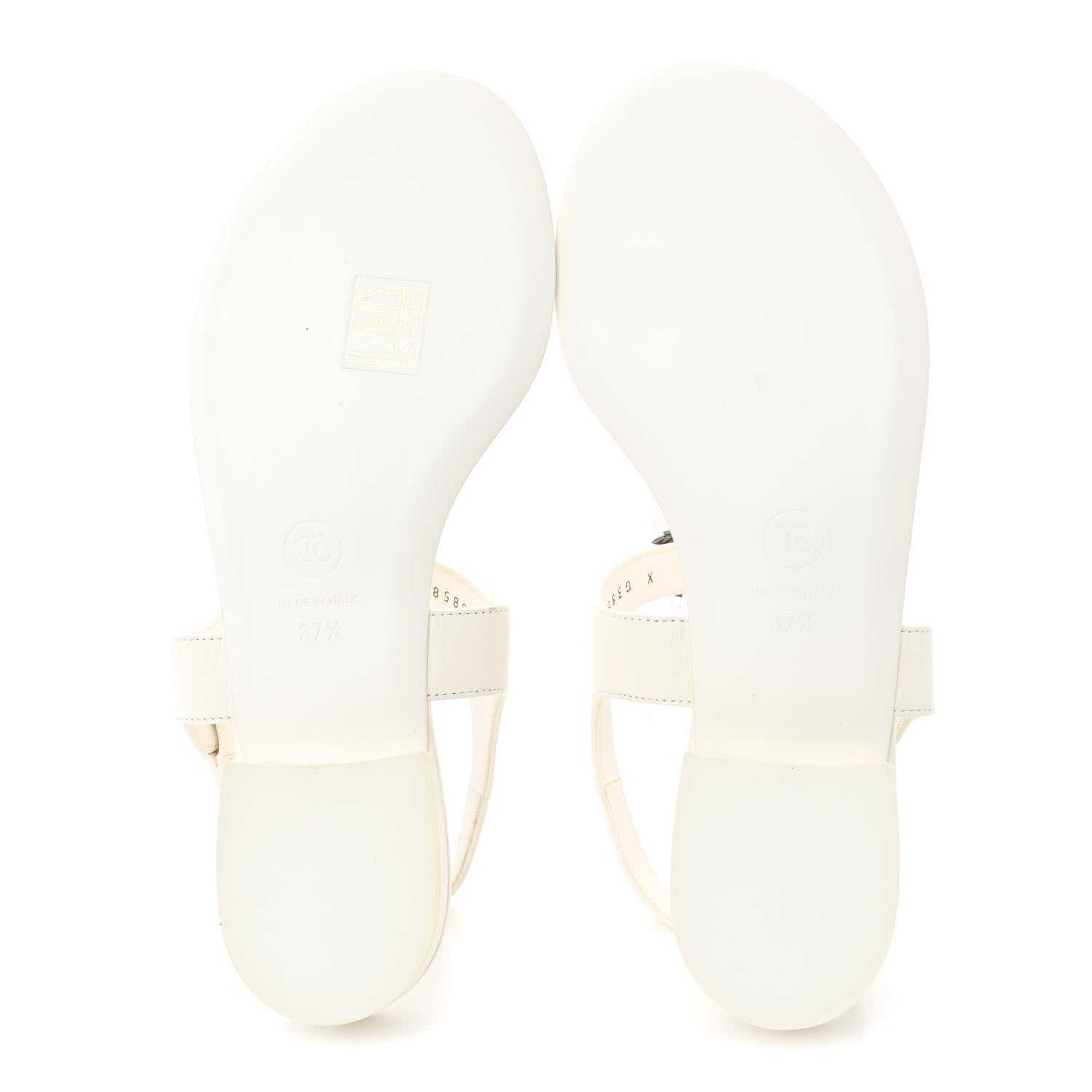 Chanel Lambskin CC Leaf Thong Sandals 37.5 White 5 of 11