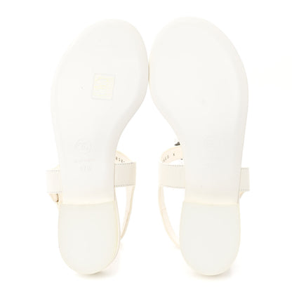 Chanel Lambskin CC Leaf Thong Sandals 37.5 White 5 of 11