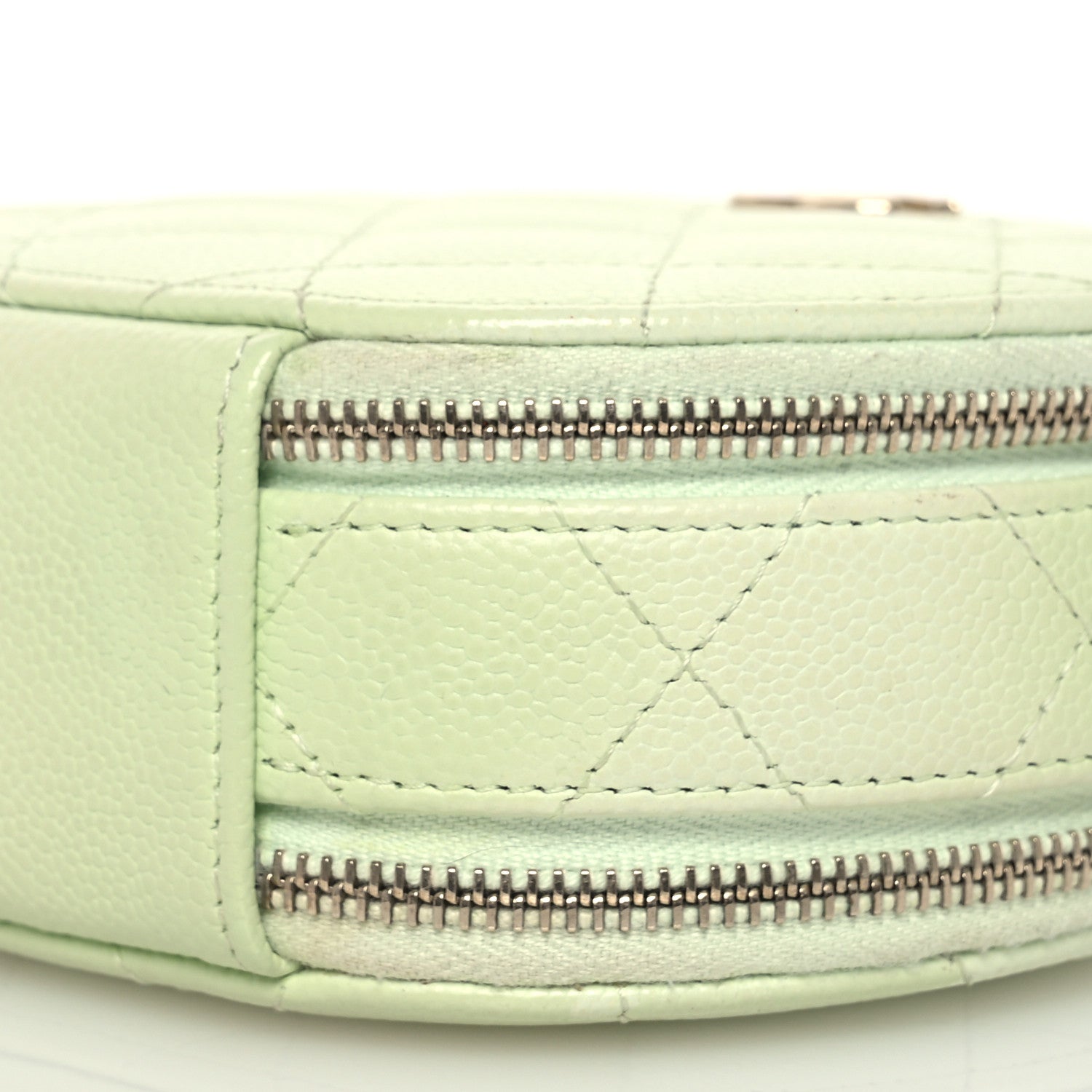 Chanel Caviar Quilted Round Handle With Care Vanity With Chain Light Green 11 of 12