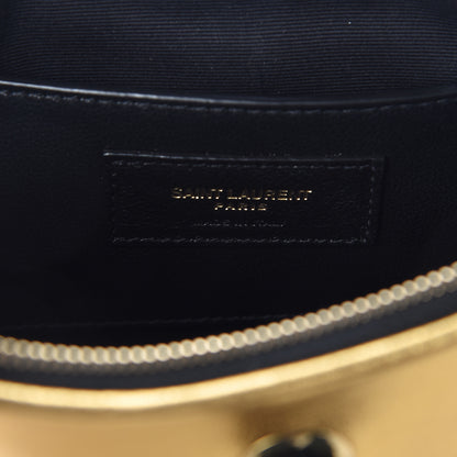 Saint Laurent Metallic Calfskin Heart Clutch Gold 6 of 9