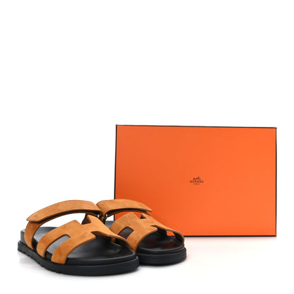 Hermes Suede Goatskin Womens Chypre Sandals 37 Naturel 9 of 9