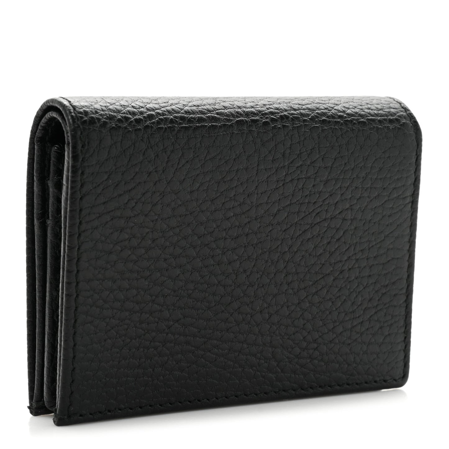Pebbled Calfskin GG Marmont Card Case Black