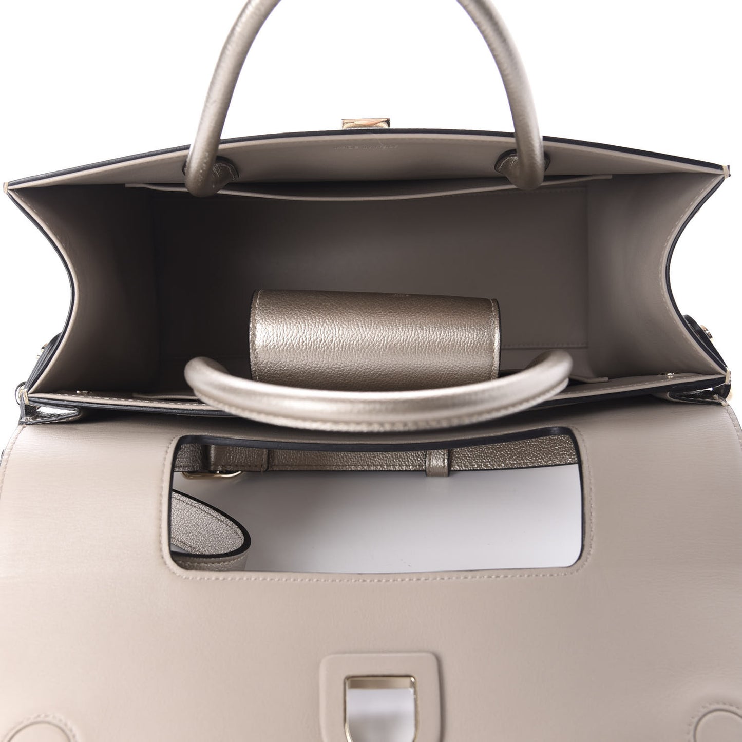 Metallic Grained Calfskin Medium Diorever Flap Gold