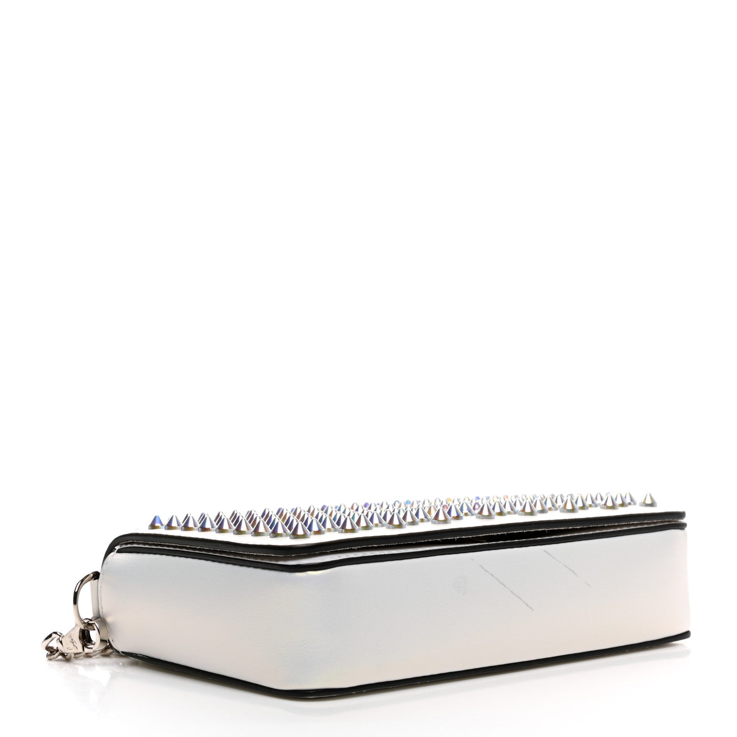 Christian Louboutin Metallic Calfskin Spiked Zoompouch Crossbody Snow Silver 4 of 10
