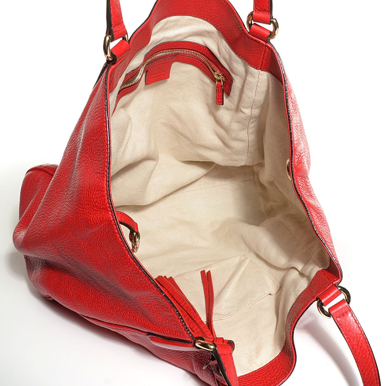 Gucci Pebbled Calfskin Medium Soho Shoulder Bag Red 5 of 9