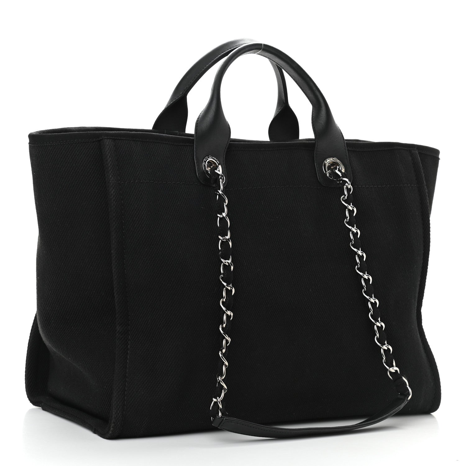 Chanel Canvas Pearl Medium Deauville Tote Black 3 of 13