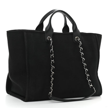 Chanel Canvas Pearl Medium Deauville Tote Black 3 of 13