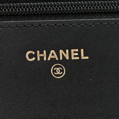Chanel Caviar Chevron Quilted Boy Wallet On Chain WOC Black 6 of 14