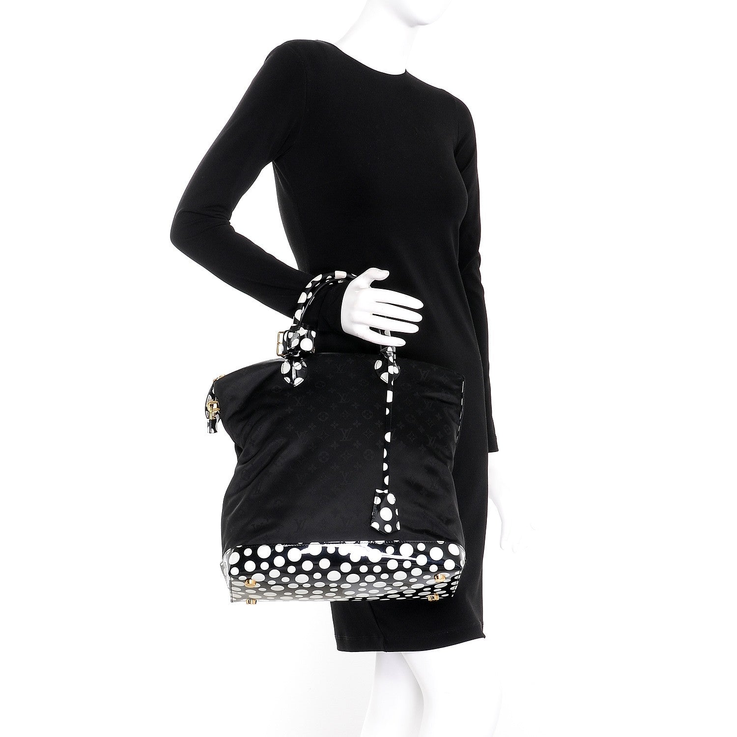 Louis Vuitton Nylon Kusama Infinity Dots Lockit Vertical MM Black White 2 of 7