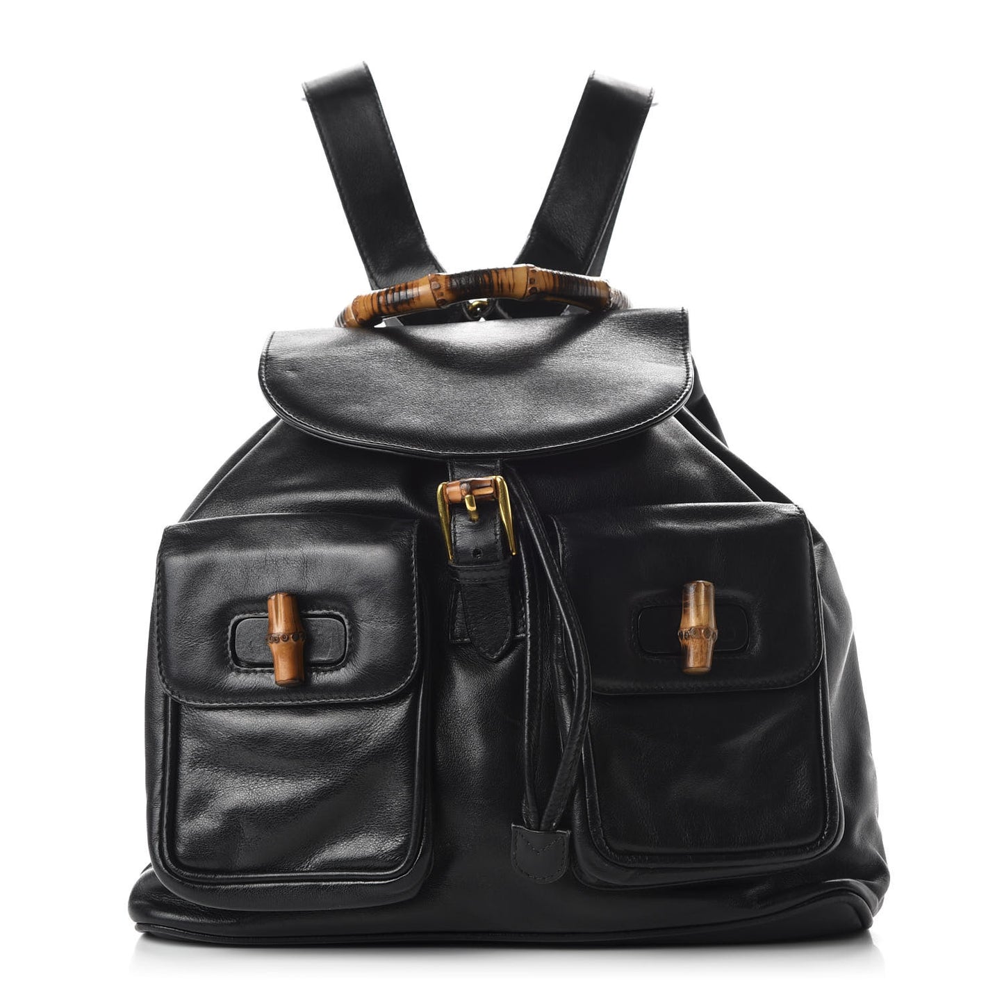 Calfskin Bamboo Backpack Black