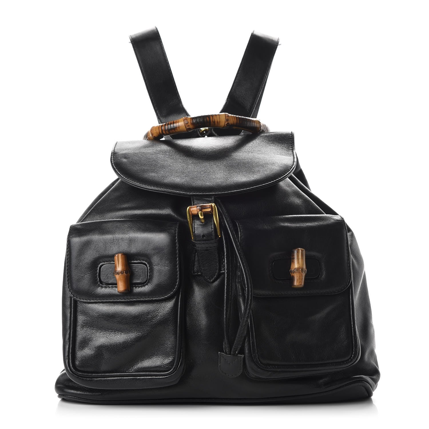 Gucci Calfskin Bamboo Backpack Black 1 of 12