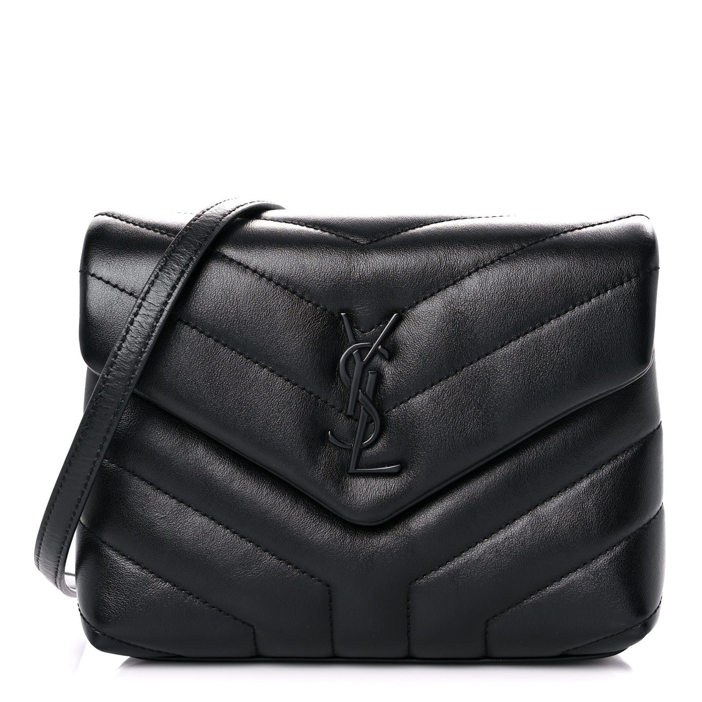Calfskin Y Quilted Monogram Toy Loulou Crossbody Bag Black